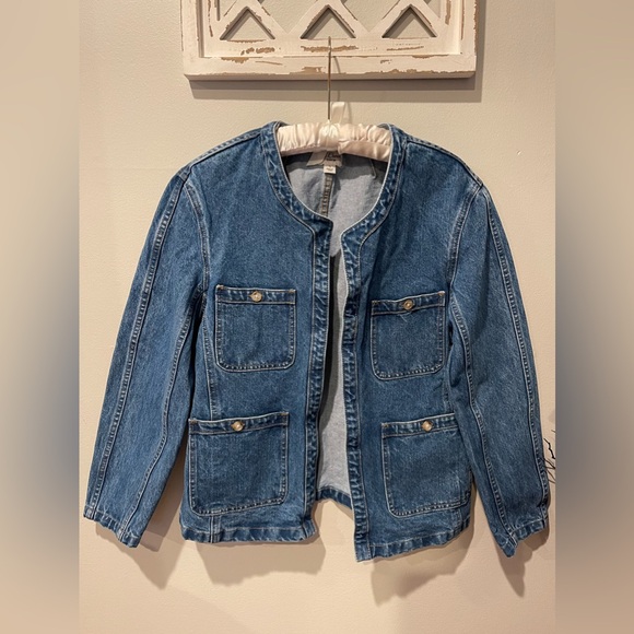 J. Crew Simone Relaxed Denim Jacket Open Front Collarless In Blue Size S - Picture 3 of 16